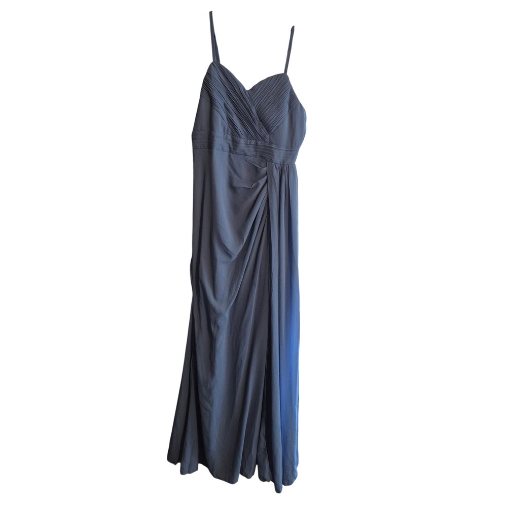 Unithorse Pleated Chiffon Maxi Dress Womens XL Blue Formal Plus Size Luxury